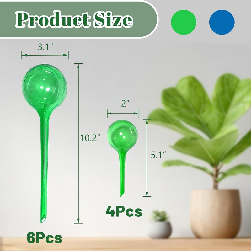 Pesilo 10 Pcs Self Watering Globes, Plant Watering Globes Automatic Watering Bulbs for Indoor Outdoor, Vacation Potted Plant Care Water Conservation Device (Green) - Image 2